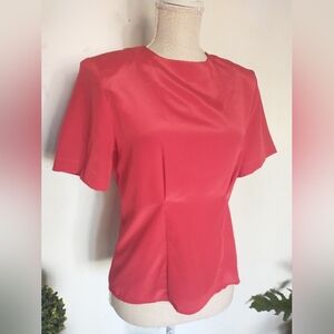 Bright Red Vintage Shiny Festive Blouse - Anna Kriste - S